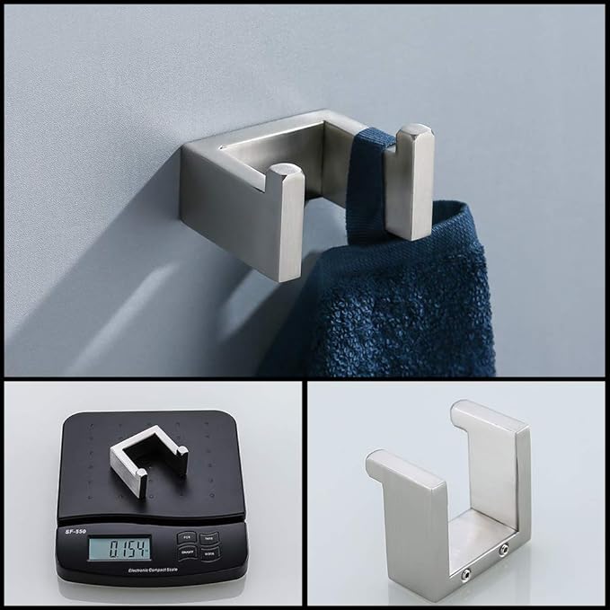 TNOMS 4 Pieces Bathroom Hardware Accessories Set Towel Bar Towel Holder Robe Hook Toilet Paper Holder Stainless Steel,Q8-P4BR