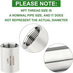 TAISHER 2PCS Stainless Steel Pipe Fittings, 1" NPT Female x 1" NPT Female Threaded, 2" Length Thickened Nipple Cast Pipe