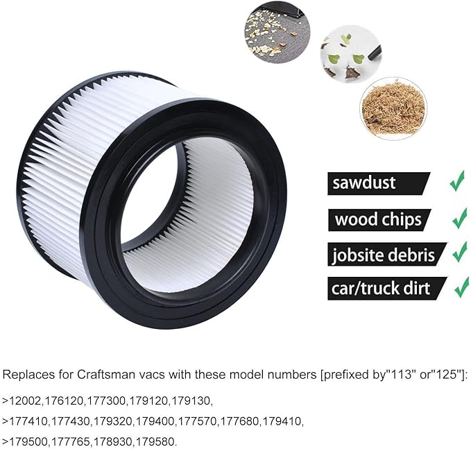 17810 Filter Compatible with Craftsman 4 Gallon Vacuum Filter,9-17810 Wet Dry Vacuum Filter Compatible with Craftsman 4 Gallon Replacement Filter (4 pack)