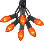 25 Pack Orange Light Bulb C7 Replacement Bulbs, Perfect as Halloween String Light Bulbs Replacement Orange Bulb, C7/E12 Candelabra Bulb, 5W Transparent Orange Incandescent Light Bulbs