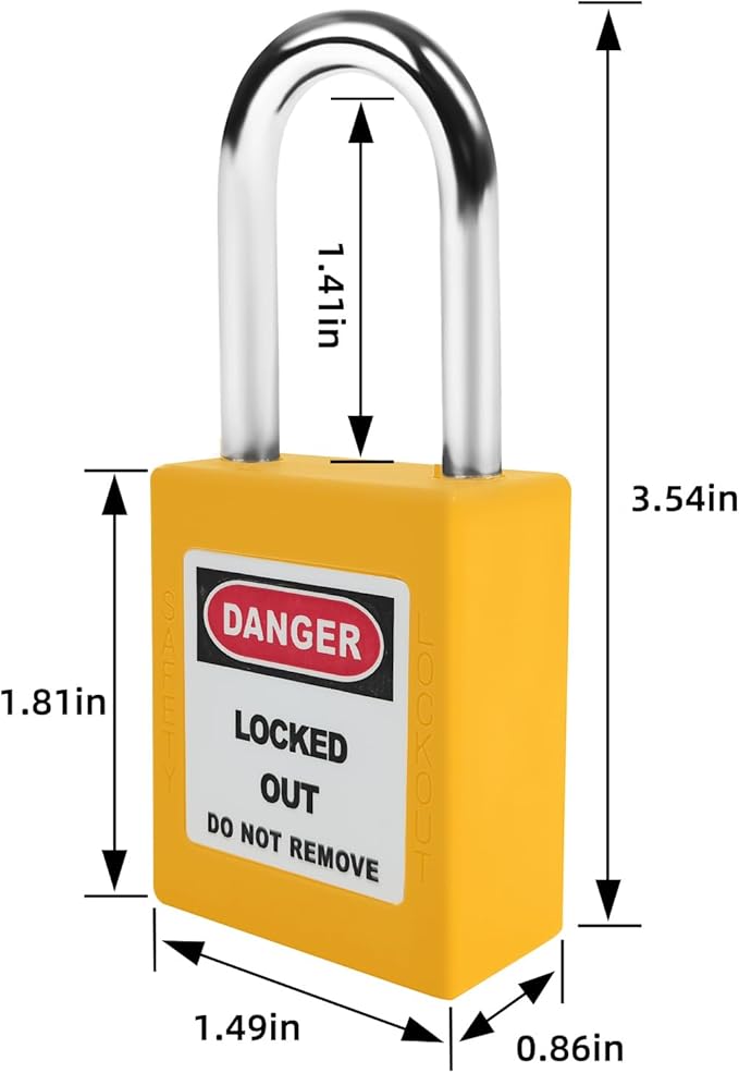 Lockout Tagout Lock Set-10pcs Keyed Different Yellow, 2 Keys, OSHA Compliant Safety Padlocks for Electrical Lockout Tag Out Kit