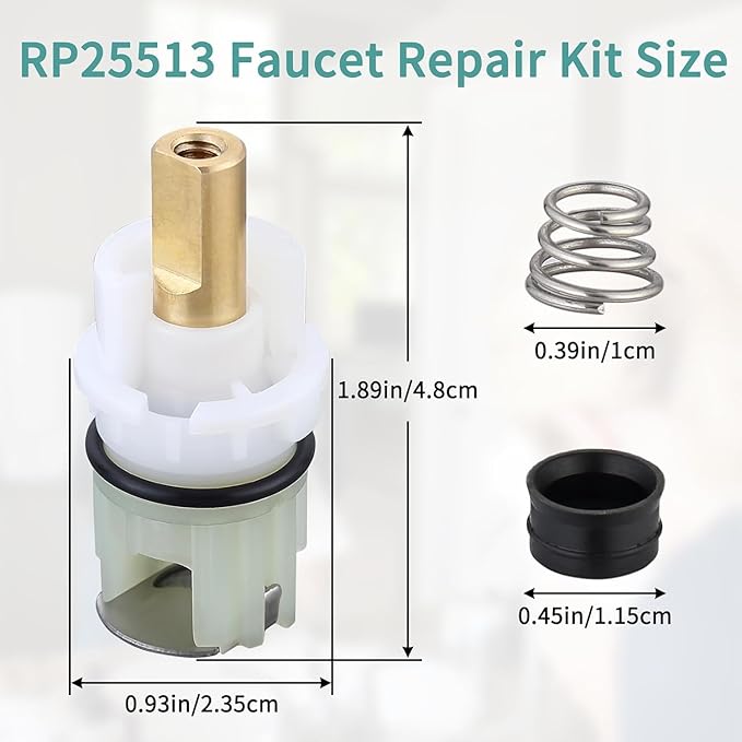 2 pack RP25513 Faucet Stem Replacement for Delta two handle Faucet Repair Kit Includes RP24096 Cartridge RP4993 Seat and Spring RP24097 Turn stop1/4