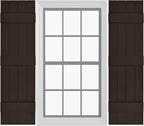 Board & Batten Vinyl Shutters (1 Pair) | 14.5"x81" (4-Board) - Stone Mason Brown | Exterior Window Shutters | Includes Mounting Hardware | Simple Installation | Made in USA
