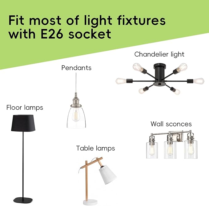 Jensense Edison LED Light Bulbs E26 Bulb 60 watt Equivalent Dimmable Light Bulbs 4000K Natural White Vintage 7W Edison Bulbs 110V 120V 800 Lumen CRI90, 6 Pack