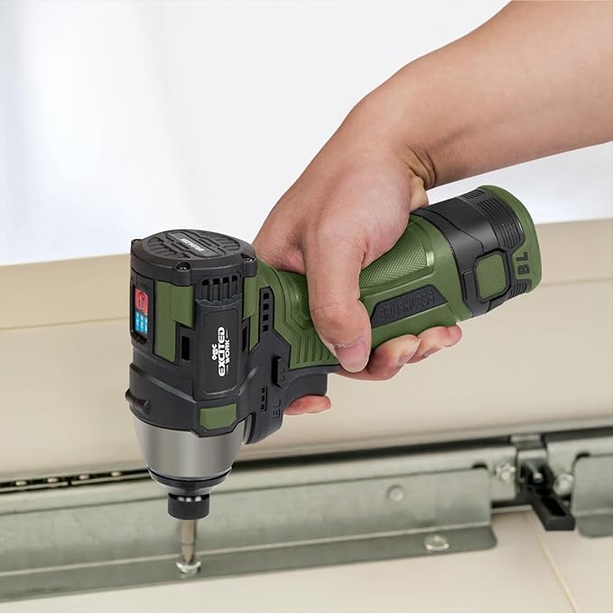 17V Brushless Screwdriver, 140Nm Cordless Impact Driver Set with 3 Adjustable Speed, 2 Batteries and Led Work Light