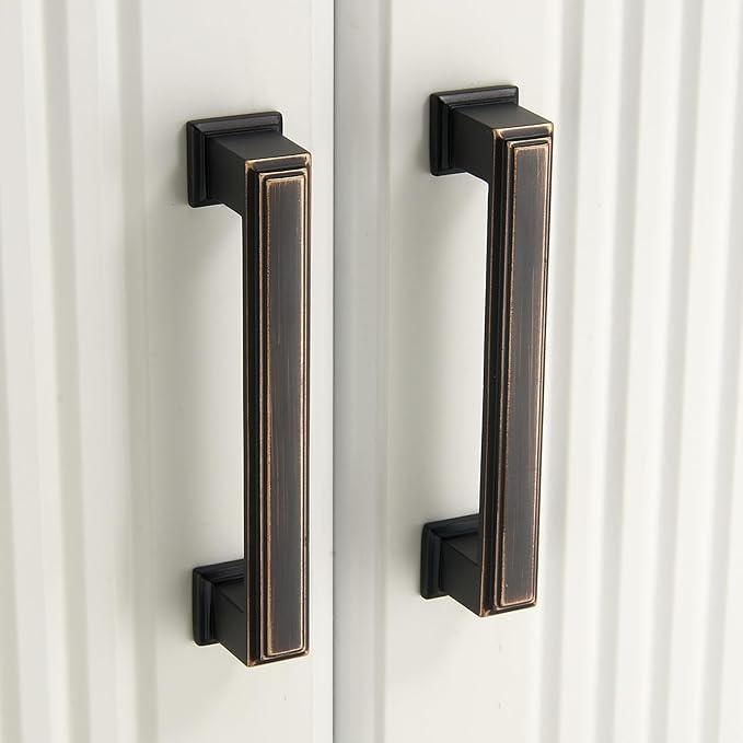 10 Pack 3.75 Inch(96mm) Hole Center Oil Rubbed Bronze Modern Cabinet Pulls Kitchen Cabinet Handles Kitchen Cabinet Hardware Timeless Drawer Pulls for Dresser Cupboard Wardrobe, ORB(3.75x10)