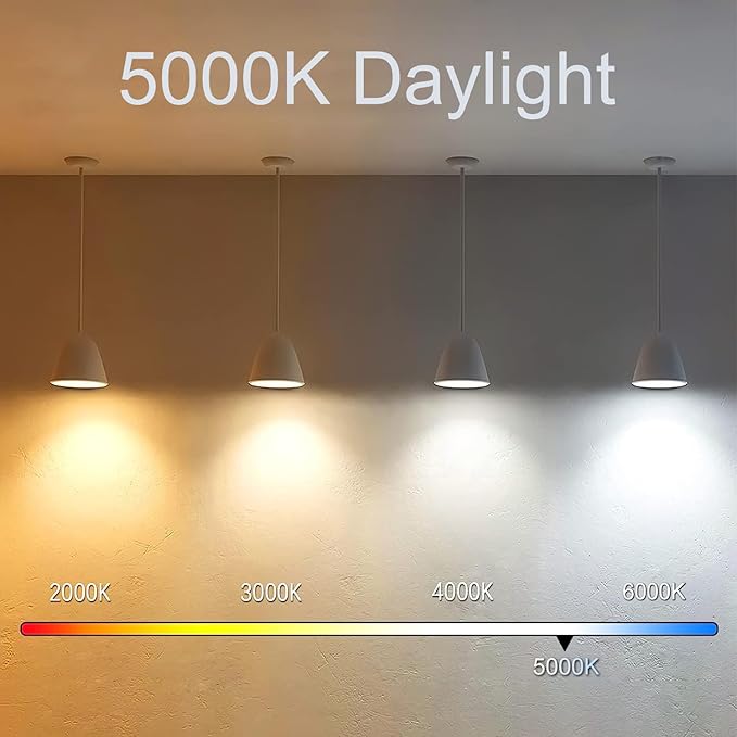 3.2 Inch 5000K Daylight White E26 LED Bulb 60 Watt Equal, AC 120V 600LM Edison Bulbs Dimmable, 6W T10 T30 Filament Light Bulbs Clear Glass for Fan Pendant Wall Light, UL Listed-4 Pack