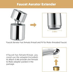 Hibbent NSF/ANSI/CAN 61 Certified Faucet Aerator, CUPC Certification 2-Flow Sink Faucet Aerator, 360° Swivel Kitchen Sink Sprayer Attachment, Faucet Replacement Part 55/64" Female Thread - Chrome