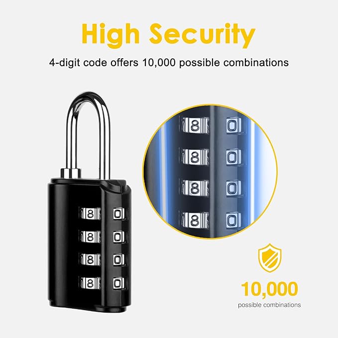 Combination Lock Outdoor with Key Outdoor Waterproof, 4 Digit Padlock for School Gym Sports Locker,2 Pack Padlock with Hasp Storage, Combination Padlock, Cabinet Doors, Fence, Garage