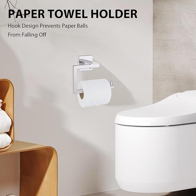 YACVCL 5-Piece Bathroom Hardware Accessories Set 23.6 inch Towel Bar Set Modern Towel Rack Kit Stainless Steel Wall Mounted (Polished Chrome)