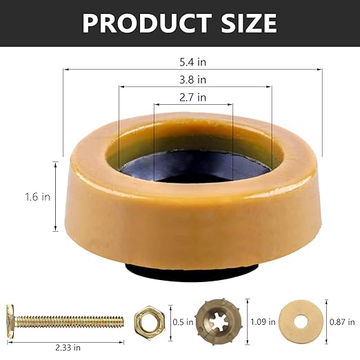 Extra Thick Toilet Wax Ring Kit with Flange and Bolts for Floor Outlet Toilets New Install or Re-seat, Fits 3-inch or 4-inch Waste Lines
