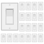 ThunderWay Single Pole Decorator Wall Light Switch with Wall Plate, 15A 120V/277V, On/Off Paddle Switch, Residential Grade - UL Listed, White (20)