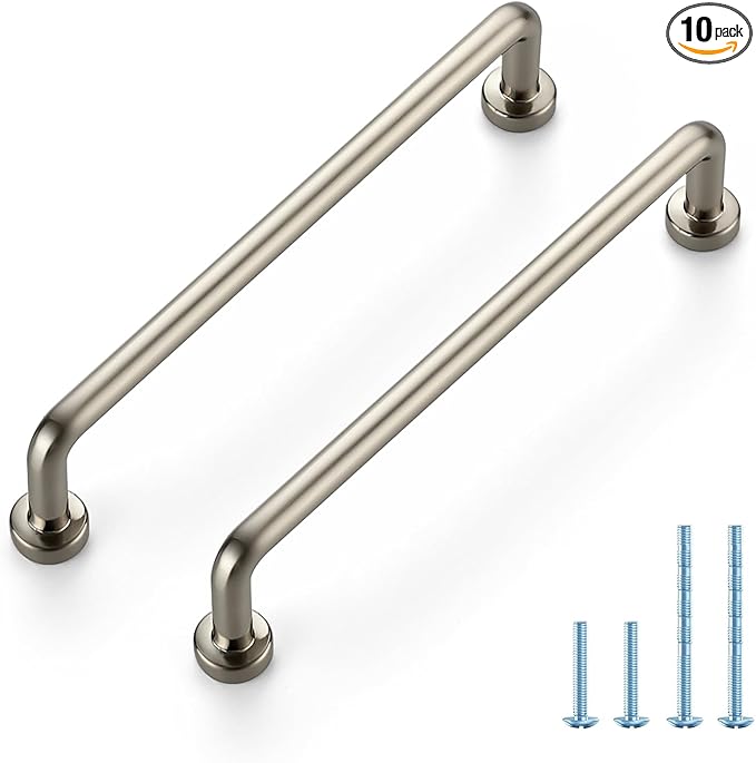 JOY DECOR Cabinet Pulls – 5 Inch Hole Center, Brushed Nickel, 10 Pack, Zinc Alloy Cabinet Handles for Drawers & Cupboard – Vintage Style Hardware for Kitchen, Bathroom, Dresser, Furniture Makeover