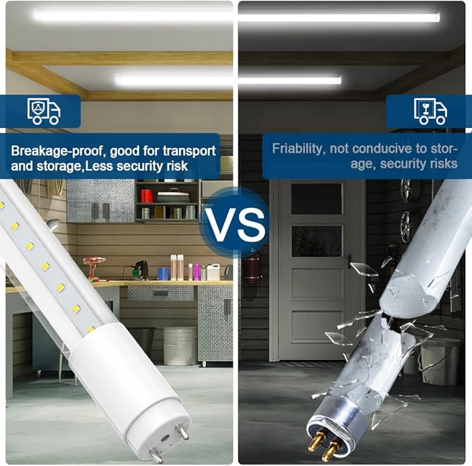 4 Pack T8 LED Bulbs 4 Foot, 14W 2450LM 6000K Super Bright, Type A+B 4FT LED Bulbs, Fluorescent Tubes Replacement, Plug & Play or Ballast Bypass, Clear Cover