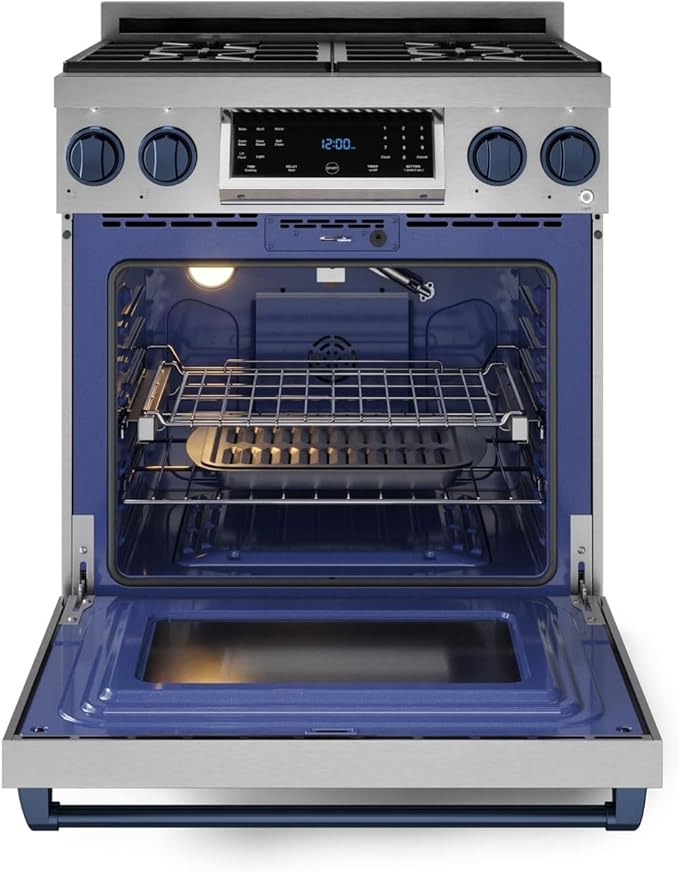 Gordon Ramsay by THOR Kitchen 30 Inch Professional Liquid Propane Range with Tilt Panel Touch Control in Stainless Steel/Navy Blue