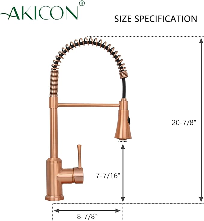 Akicon Single Handle Pull-Down Copper Kitchen Faucet with Spring Spout - Including 5Years Warranty Akicon (AK566)