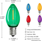 KGC 25Pack C7 LED Christmas Light Bulb, C7 Shatterproof LED Bulbs for Christmas Outdoor String Lights, 0.6W 7W Incandescent Equivalent 50LM, E12 Base Commercial Grade Holiday Bulbs - Multicolor