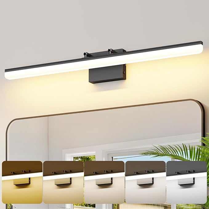 Black Vanity Light 31.5" Long 24W LED Bathroom Light Bar with 5CCT Adjustable Modern Bathroom Vanity Light Fixture for Mirror, Powder Room, Bedroom, Apartment, Hotel
