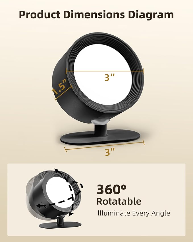 LED Wall Mounted Lights, Rechargeable Wall Sconces with Remote & Touch Control, 3 Color Temperatures 360° Rotation Dimmable Cordless Wall Light for Bedroom Study Reading Bedside (Black, 3 Pack)