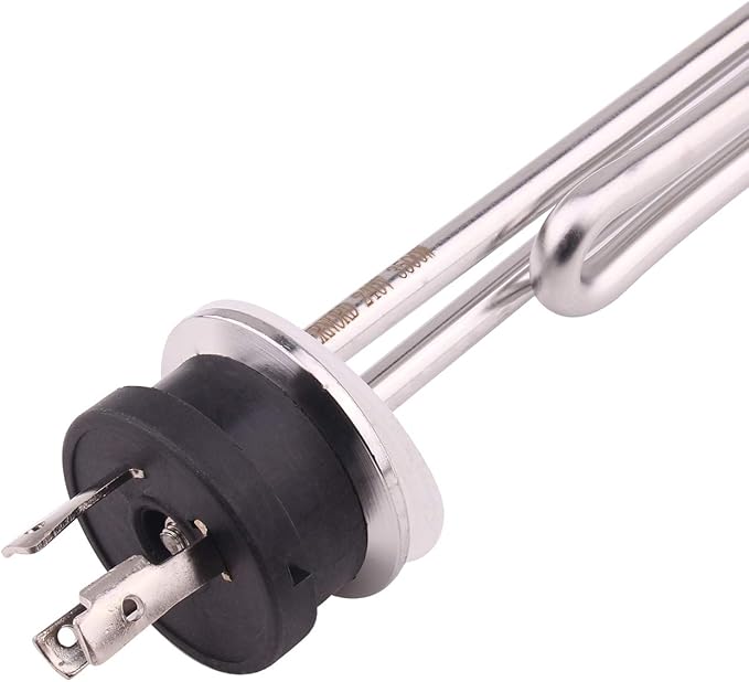 DERNORD 240V 3500W Tri-clamp Foldback Heating Element Stainless Steel Immersion Water Heater with 3-Wire Electrical Locking Plug (1.5 Inch Tri clamp)