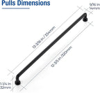 JOY DECOR Cabinet Pulls – 12-3/5 Inch Hole Center, Matte Black, 2 Pack, Zinc Alloy Cabinet Handles for Drawers & Cupboard – Vintage Style Hardware for Kitchen, Bathroom, Dresser, Furniture Makeover