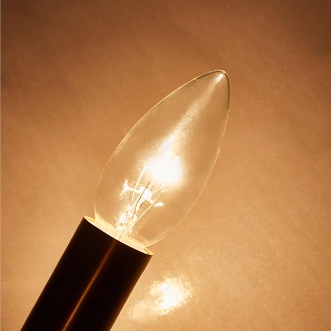 12-Pack 60W 110V Incandescent Candle Light Bulbs Dimmable Chandelier Light Bulbs, E12 B10 Clear Candelabra Base Bulbs for Pendants or Outdoor, Ceiling Fan, Fireplace, Wall Sconces