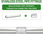 TAISHER 2PCS Stainless Steel Pipe Fittings, 1" NPT Male x 1" NPT Male Threaded, 12" Length Thickened Nipple Cast Pipe