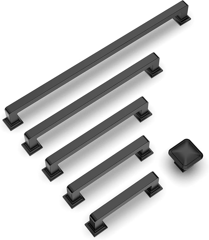 15 Inch Cabinet Handles Matte Black - 6 Pack Long Kitchen Hardware Pulls for Cabinets and Wardrobes