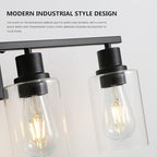 EMONG 4 Light Bathroom Vanity Light, Matte Black Bathroom Light Fixtures with Glass Shade, Modern Wall Sconces Lighting for Bathroom,Mirror,Farmhouse,Hallway