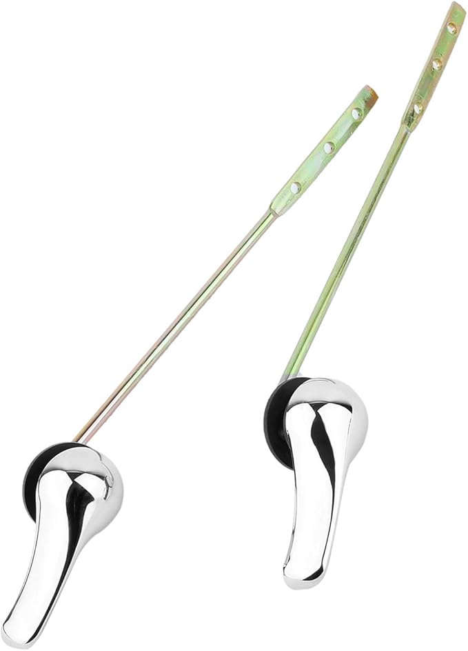 Toilet Handle Replacement Kit, Universal Tank Flush Lever Handle with Stainless Steel Flapper Chains for Most Front Mount Toilets, Matte Black Finish Toilet Flush Handle (Chrome)