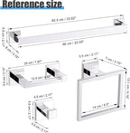 TURS 10-Piece Bathroom Hardware Accessories Set Chrome Towel Bar Holder Set SUS304 Stainless Steel Towel Racks for Bathroom Wall Mounted, 23.6-Inch