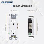 ELEGRP Decorator Receptacle, 15A 125V Standard Electrical Wall Outlet, 2 Pole 3 Wire, Non- Tamper Resistant, NEMA 5-15R, Self-Grounding Residential Grade Outlet, UL (Glossy White, 10 Pack)