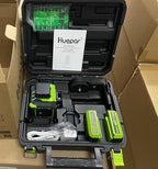 Huepar Laser Level 3x360 Self Leveling with 2 Rechargeable Batteries, 3D 12 Lines High Brightness Green Laser Level for Construction or Home Renovation, LS03CG