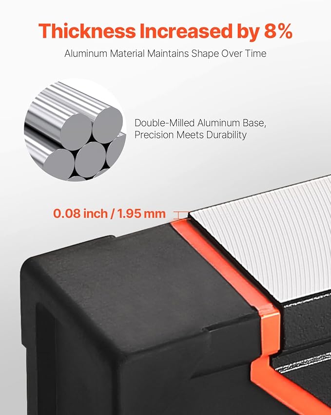 VEVOR 4-Piece Torpedo Level, 48/24/16/10 Inch Box Levels Set, Fluorescent Light Up Bubble Vials Ruler for 45/90/180 Degree, Aluminum Alloy Magnetic Leveler Tool, Shock-Proof(Only 10-inch has magnetic)