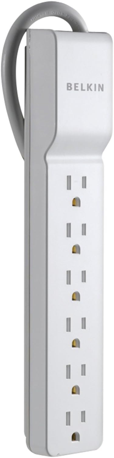 Belkin 6-Outlet Commercial Power Strip Surge Protector with 2.5ft Cord, 555 Joules,White