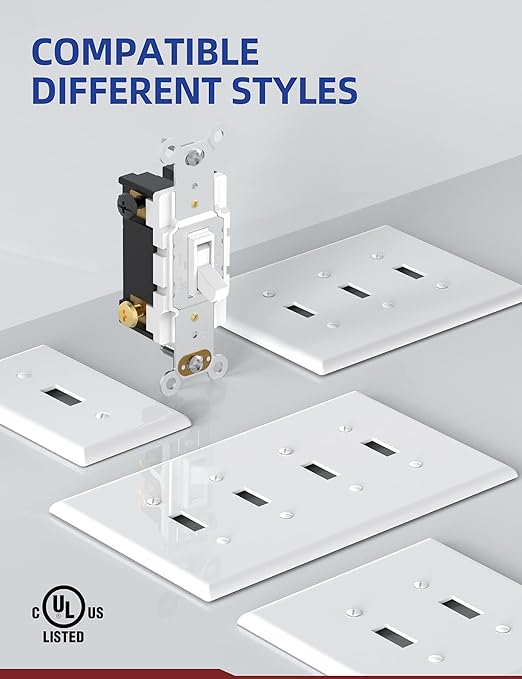 AIDA 15 Amp Toggle Light Switch, 4 Way, Grounding Screw, Residential Grade Electrical Wall Switch, UL Listed (White, 10 Pack)