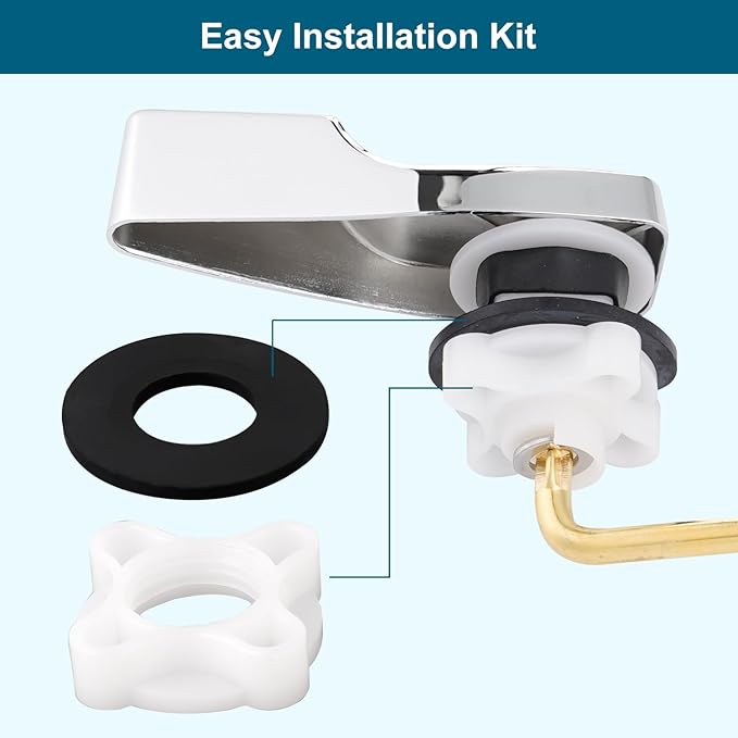 Hygie Rinse 2PACK Universal Metal Toilet Handle Replacement Kit - Side Mount Compatible With American Standard/Mansfield/Gerber - Tank Flusher Lever With Flapper Chain, Chrome