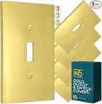 Rio Salto Modern Metal Vibrant Yellow Gold Toggle Light Switch Cover Metal Decorative Toggle Switch Covers Wall Plate Outlet Flip Switch Cover Socket Togle - Midsize 1 Gang 5-Pack