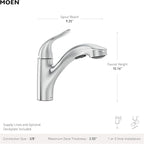 Moen Brecklyn Glacier White One-Handle Single-Hole Kitchen Faucet with Pull-Out Sprayer and Power Clean, Optional Deckplate Included, 87557W