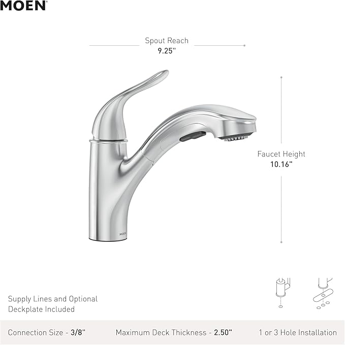 Moen Brecklyn Mediterranean Bronze Single-Handle Pull-Out Sprayer Kitchen Sink Faucet with Power Clean, 87557BRB