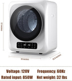 Auertech 12lbs Portable Dryer for Apartment Laundry, Portable Clothes Dryer with 6 Drying Modes, LED Control Panel, Stainless Tub, Mini Compact Dryer for Apartment, RVs, Dorms