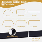 Bendable Ceiling Curtain Track Ceilings Mount or Wall Mounted Heavy-Duty Room Divider Curtains Rails for Living room Bedroom Shower Privacy RV Garage Dividers with Clips，Black 9-12 FT