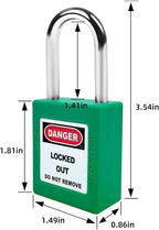 5pcs Green LOTO Locks Set - Keyed Different, 2 Keys Per Lock, OSHA Compliant, Safety Padlocks for Electrical Lockout Tag Out Kits