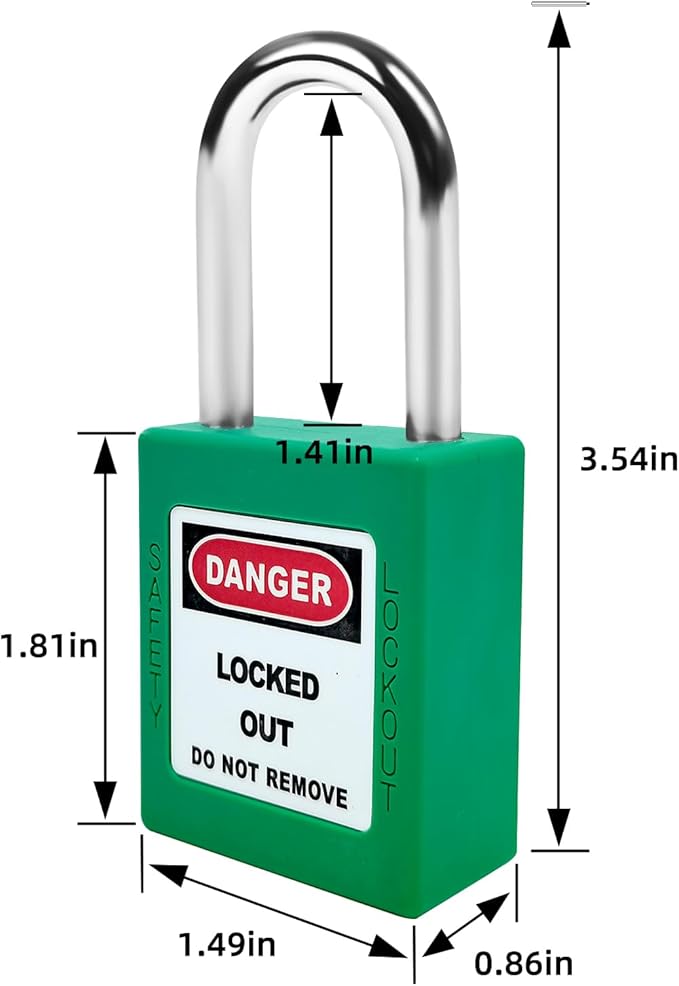 5pcs Green LOTO Locks Set - Keyed Different, 2 Keys Per Lock, OSHA Compliant, Safety Padlocks for Electrical Lockout Tag Out Kits