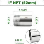 TAISHER 2PCS 304 Stainless Steel Pipe Fittings, 1" NPT Male Threaded, 2" Length Weld Nipple Cast Pipe
