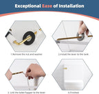 Polished Gold Universal Toilet Handle Replacement, Front Mount Toilet Flush Compatible with American Standard/Mansfield/TOTO/Kohler Toilets, Brass Toilet Trip Lever, Stainless Steel Flapper Chain