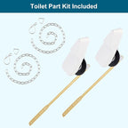 Hygie Rinse 2PACK Universal Metal Toilet Handle Replacement Kit Compatible with American Standard/Mansfield/Gerber Toilet, Front Mount Toilet Tank Flusher Lever with Flapper Chain, White