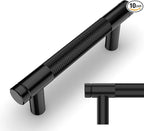 Amerdeco 10 Pack Matte Black Knurled Cabinet Pulls 3 Inch Center to Center Kitchen Cabinet Handles for Drawer Dresser, Cupboard and Wardrobe ZH0031
