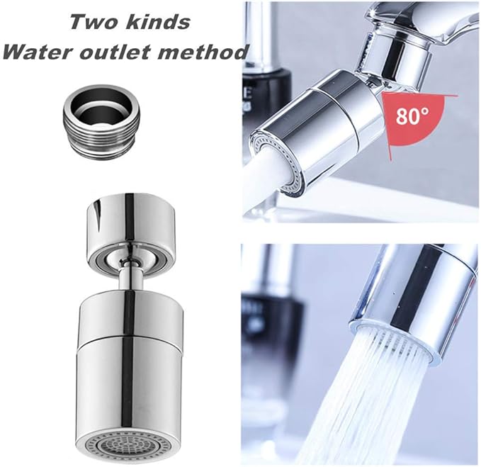360 Degree Swivel Sink Faucet Aerator,2-FlowBig Angle Water Saving Dual Function,with Gasket Faucet Replacement Part - 55/64 Inch-27UNS Female Thread, 15/16 Inch-27UNS Male Thread Adapters (1)