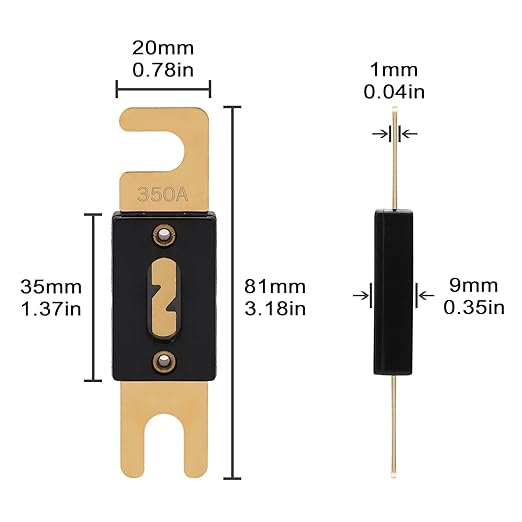 350A ANL Fuse 350 Amp Inline Blade Fuses 32V for Car Audio Inverter Automotive Stereo (Pack of 3 pcs)